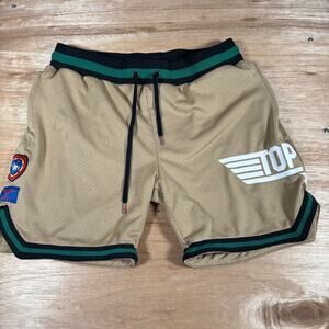 Top Gun Movie Logo x Shoe Palace Mesh Tan Men's Gym Short Size XL